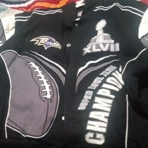Super bowl Champion Ravins Jacket - Black and Gray